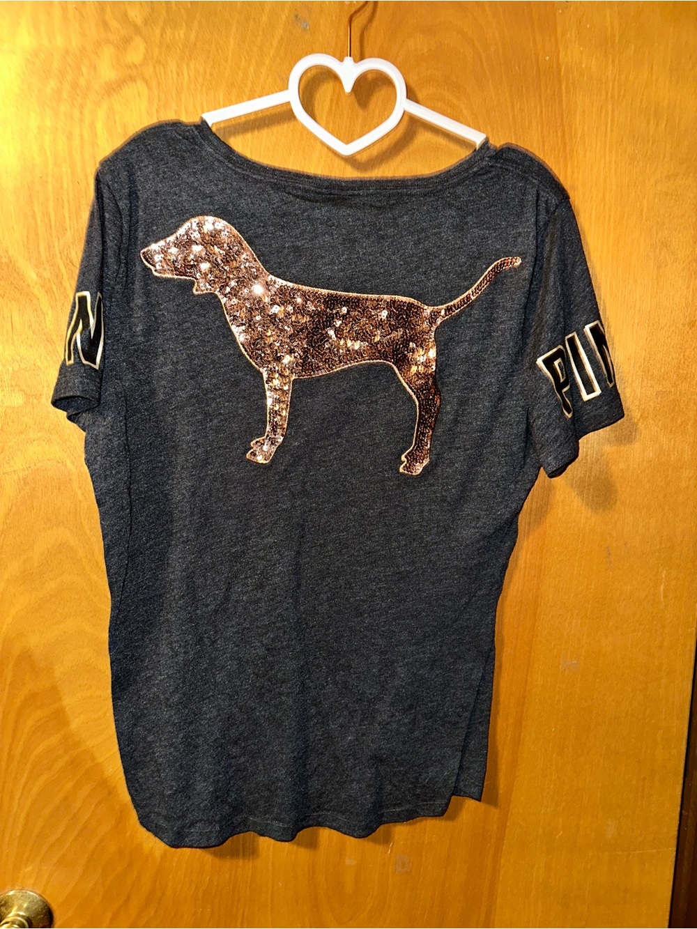 Victoria's Secret PINK Bling Sequin Dog T-Shirt.